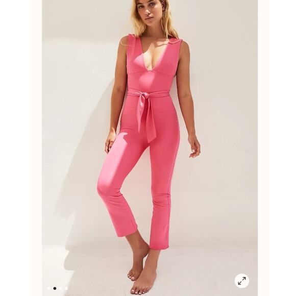 Free People Movement One Piece After Hours Jumpsuit Belted Pink Size S NWT - Picture 2 of 9